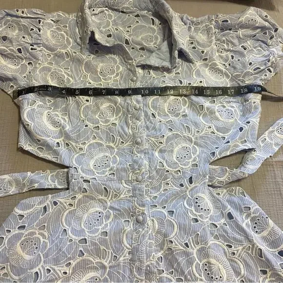NWOT Lulus Perfectly Angelic Light Blue Embroidered Floral Mini Dress - Picture 11 of 11